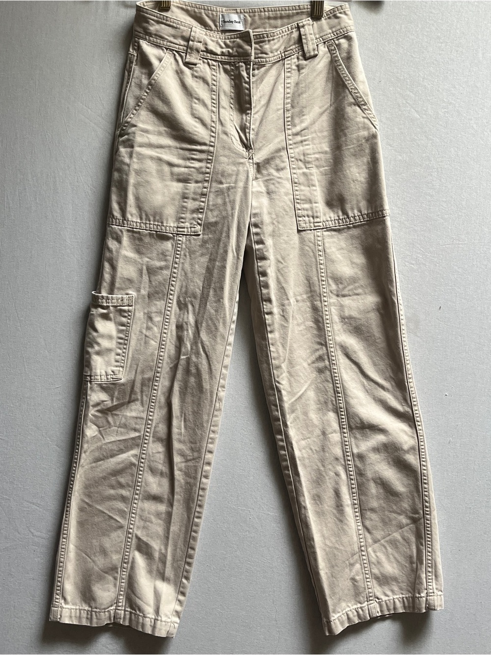 Sunday Best Aritzia Beige Utility Carpenter Pants High-Rise Straight Leg Sz 4